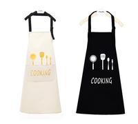 Meet-shop, Grembiule da Cucina, Regolabile Grembiule da Chef con 2 Tasche Uomo Donna, Impermeabile, per Cucina Ristorante Barbecue Giardinaggio Artigianale Cottura 2 Pezzi (Bianco e Nero), M