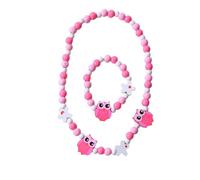 Meet-shop In Legno Colorato Bambini Set di Gioielli,Principessa Collana Bracciali Set Gufo Perline Collana e Bracciale Regalo per Ragazze Festa di Compleanno Vestire Accessorio