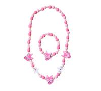 Meet-shop Set di gioielli in legno colorato per bambini,Principessa collana bracciali set volpe perline collana e bracciale regalo per ragazze festa di compleanno accessorio accessorio