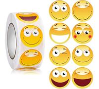 Meet-shop Smile Adesivi, 500 Pezzi Smiley Gialli Sticker Rotoli Emoticon Reward Ricompensa Cartone Animato per Scuola Casa Decorazioni