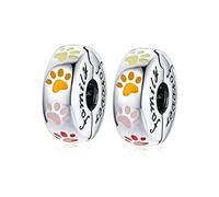 MEETCCY Charm distanziatore in argento Sterling con cristalli bianchi e blu, compatibile con braccialetti europei Pandora, Argento sterling Cristallo Argento Sterling, cristallo