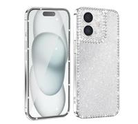Meeter Cover per iPhone 16, Custodia con Glitter Strass Diamantati Brilla Scintillante Protettiva Protettiva Case in Silicone Morbido TPU Bumper Antigraffio e Vetro Temperato Per iPhone 16