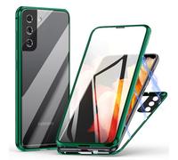 Meeter Cover per Samsung Galaxy S23, Custodia Adsorbimento Magnetico Ultrasottile 360 Gradi Protezione Full Body Trasparente Vetro Temperato Alluminio Protettiva Copertura Case - verde