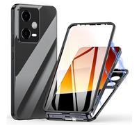 Meeter Cover per Xiaomi Redmi Note 12 Pro 5G, Custodia Adsorbimento Magnetico Ultrasottile 360 Gradi Protezione Full Body Trasparente Vetro Temperato Alluminio Protettiva Copertura Case - nero