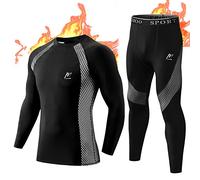 MeetHoo Intimo Termico Uomo Biancheria Intima Termica Set Antivento Funzionale Base Layer Traspirante Maglia Termica & Pantaloni per Invernali Sportiva Sci Corsa