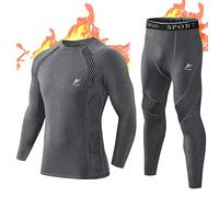 MeetHoo Intimo Termico Uomo Biancheria Intima Termica Set Antivento Funzionale Base Layer Traspirante Maglia Termica & Pantaloni per Invernali Sportiva Sci Corsa