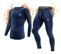 MeetHoo Set Biancheria Intima Termica per Uomo, Maglia e Pantaloni Termici Sport Calcio Corsa Abbigliamento Intimo Termico Uomo Sci con Funzione Palestra Ciclismo Running