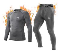 MeetHoo Set Biancheria Intima Termica per Uomo, Maglia e Pantaloni Termici Sport Calcio Corsa Abbigliamento Intimo Termico Uomo Sci con Funzione Palestra Ciclismo Running