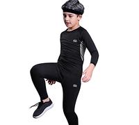 MeetHoo Set Sci Biancheria Intima Termica per Bambini Base Layer, Nero, S/135-145cm Boy's