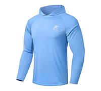 MeetHoo UPF 50+ Sun Felpa con cappuccio da uomo, a maniche lunghe, ad asciugatura rapida, traspirante, per escursionismo, corsa, pesca, Colore: celeste., XX-Large