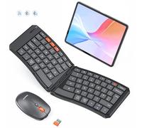 MEETION Tastiera e mouse ergonomici pieghevoli, tastiera Bluetooth portatile e mouse per viaggi d'affari, tastiera mouse wireless pieghevole ultra sottile per Windows/Mac/iOS/Android, nero