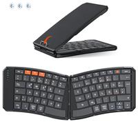 MEETION Tastiera ergonomica Bluetooth pieghevole Split Compact Portable Wireless for Business Travel, Rechargeable Folding Keyboard for Tablet PC Smartphone iOS Android