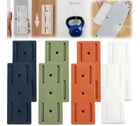 Meetitsneeds Adhesive Punch-Free Socket Holder, Strong Wall Mount Power Strip Organizer for Space-Saving, Self-Adhesive Cable Management Bracket with Cord Clips for Home Office Kitchen Use