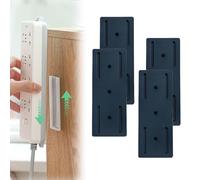 Meetitsneeds Adhesive Punch-Free Socket Holder, Strong Wall Mount Power Strip Organizer for Space-Saving, Self-Adhesive Cable Management Bracket with Cord Clips for Home Office Kitchen Use