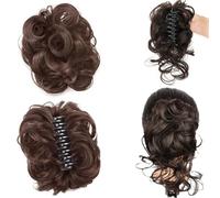 Meetitsneeds Bun Extension Clips, Bun Extension Clips for Women, Hairs Messy Bun Claw Clip, Wave Curly Hairpieces for Daily Wear, Sintic Fake Buns Hairs Extensions 2 pezzi (B)
