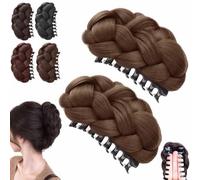 Meetitsneeds Claw Clip Messy Bun Hair Piece, Curly Wavy Hair Tousled Updo Extensions Scrunchie Hairpiece for Women, DIY Short Ponytail Styles (Light Brown-A)