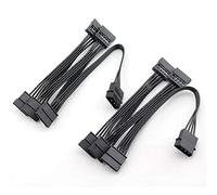 MEETOOT 2 cavi di alimentazione IDE a SATA da 4 pin a disco rigido per server PC a 15 pin, adattatore di alimentazione SATA 18 AWG, cavo di prolunga SATA da 1 a 5, splitter nero