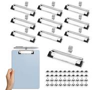 Meetory Portablocco a clip, 10 pezzi, morsettiera con portapenne, morsetti in metallo A3 A4 A5, portablocco per il fissaggio sul portablocco anteriore, foro per appendere