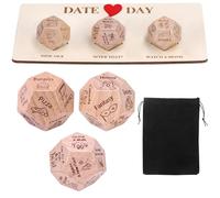 Meetory Set di 4 dadi per appuntamenti notturni, romantici cubi per appuntamenti notturni, set romantico coppia di cubi per anniversario in legno per data notte