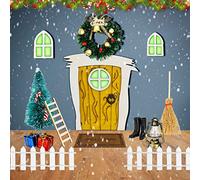 Meetory Set di accessori per porta del gnomo, accessori per porta del gnomo, in miniatura, decorazione natalizia per porta d'elfo, porta delle fate, casa delle bambole per bambini, porte illuminate