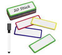 Meetory Strisce magnetiche scrivibili, 20 cartelli magnetici facili da pulire, magneti universali per lavagna, etichette magnetiche per lavagna, frigorifero, armadietto in metallo (4 colori)