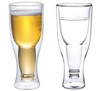 MEETOZ Bicchieri da birra, 350 ml, set di 2 bicchieri da birra a doppia parete isolati, capovolti, bicchieri da birra artigianali