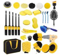 MEETOZ Kit di pulizia per auto, 32 pezzi, kit di lavaggio per interni ed esterni, con borsa, spazzole professionali per la pulizia di interni, per auto, moto, moto, esterni, ruote, cruscotto, motore