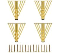 MEETOZ Set di gambe per mobili dorate, da 17,8 cm, 4 gambe in metallo, con protezioni per pavimenti in gomma, per divano, gambe per comò, supporto TV, tavolino ecc