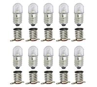MeetUs 10 set Lampadine LED 12v Bianco Freddo AC E10 Lampadine SMD 0,5 W 60LM Lampadine con base a vite + E10 Base (12v, Bianco freddo)