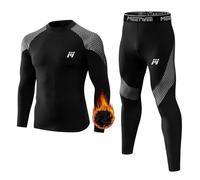 MEETWEE Biancheria Intima Termica Set Uomo, Antivento Funzionale Base Layer Asciugatura Rapida Maniche Lunghe Maglia Termica & Pantaloni per Invernali Sportiva Sci Allenamento Corsa Ciclismo