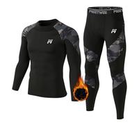 MEETWEE Biancheria Intima Termica Set Uomo, Antivento Funzionale Base Layer Asciugatura Rapida Maniche Lunghe Maglia Termica & Pantaloni per Invernali Sportiva Sci Allenamento Corsa Ciclismo