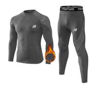 MEETWEE Biancheria Intima Termica Set Uomo, Antivento Funzionale Base Layer Asciugatura Rapida Maniche Lunghe Maglia Termica & Pantaloni per Invernali Sportiva Sci Allenamento Corsa Ciclismo