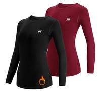 MEETWEE Maglia Termica Donna, Maglia a Manica Lunga Compression Maglietta Biancheria Intima Sport T-Shirt Baselayer da Corsa Ciclismo Fitness