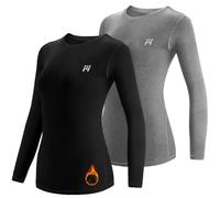 MEETWEE Maglia Termica Donna, Maglia a Manica Lunga Compression Maglietta Biancheria Intima Sport T-Shirt Baselayer da Corsa Ciclismo Fitness