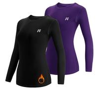 MEETWEE Maglia Termica Donna, Maglia a Manica Lunga Compression Maglietta Biancheria Intima Sport T-Shirt Baselayer da Corsa Ciclismo Fitness