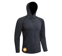 MEETWEE Maglietta Uomo Maniche Lunghe Cappuccio UPF 50+ Protezione Solare Camicia UV Estate Asciugatura Rapida Traspirante Leggera per Pesca Trekking Mare Spiaggia