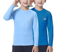 MEETWEE Ragazzi Rash Guard - Maglietta Nuoto Manica Lunga UV Protezione, UPF50+ Costume da Bagno per Bambini per Surf Beach Pool
