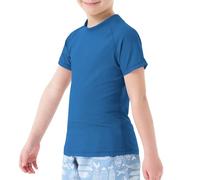 MEETWEE Rash Vest - Costume da Bagno per Bambini, a Maniche Lunghe, UPF 50 + Protezione Solare Rash Guard 5-15 Anni, Blu - Manica Corta, 10 Anni