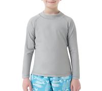 MEETWEE Rash Vest - Costume da Bagno per Bambini, a Maniche Lunghe, UPF 50 + Protezione Solare Rash Guard 5-15 Anni, Grigio - Manica Lunga,10 Anni