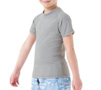 MEETWEE Rash Vest - Costume da Bagno per Bambini, a Maniche Lunghe, UPF 50 + Protezione Solare Rash Guard 5-15 Anni, Grigio - Manica Corta, 12 Anni