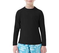 MEETWEE Rash Vest - Costume da Bagno per Bambini, a Maniche Lunghe, UPF 50 + Protezione Solare Rash Guard 5-15 Anni, Nero - Manica Lunga, 12 Anni
