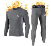 MEETWEE Set di Biancheria Intima Termica da Uomo, Maglia a Maniche Lunghe con Strato di Base Sportivo e Pantaloni ad Asciugatura Rapida, Tuta da Allenamento per Sci, Corsa ed Escursionismo