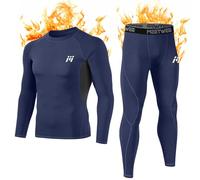 MEETWEE Set di Biancheria Intima Termica da Uomo, Maglia a Maniche Lunghe con Strato di Base Sportivo e Pantaloni ad Asciugatura Rapida, Tuta da Allenamento per Sci, Corsa ed Escursionismo