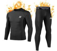 MEETWEE Set di Biancheria Intima Termica da Uomo, Maglia a Maniche Lunghe con Strato di Base Sportivo e Pantaloni ad Asciugatura Rapida, Tuta da Allenamento per Sci, Corsa ed Escursionismo
