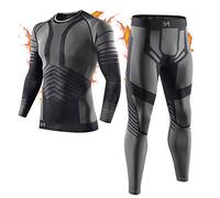 MEETYOO Biancheria Intima Termica Uomo, Intimo Termico Invernale Maglia Termici Pantaloni Base Layer per Sci Corsa Ciclismo, Grigio-1, XXL