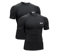 MEETYOO Camicia a Compressione da Uomo Maniche Corte, Traspirante Asciugatura Rapida per Fitness Running Palestra Corsa Allenamento Crossfit, Nero+Nero,XL
