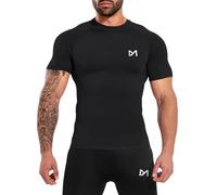MEETYOO Camicia a Compressione da Uomo Maniche Corte, Traspirante Asciugatura Rapida per Fitness Running Palestra Corsa Allenamento Crossfit, Nero,XL