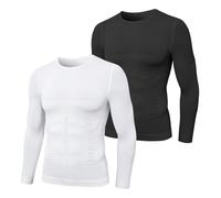 MEETYOO Canotta a Compressione da Uomo,Camicia Compressione Manica Lunga Asciugatura Maglietta Senza Maniche Modellante e Snellente Body Shaper Tee Shirt Runnig Sportiva Fitness