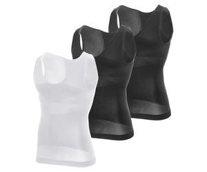 MEETYOO Canotta a Compressione da Uomo,Camicia Compressione Manica Lunga Asciugatura Maglietta Senza Maniche Modellante e Snellente Body Shaper Tee Shirt Runnig Sportiva Fitness