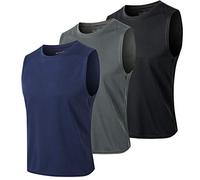 MEETYOO Canotte Vest Uomo, Maglie Senza Maniche Palestra T Shirt Sportiva per Corsa Ciclismo Fitness Vest, Nero + Blu Grigio, XXL